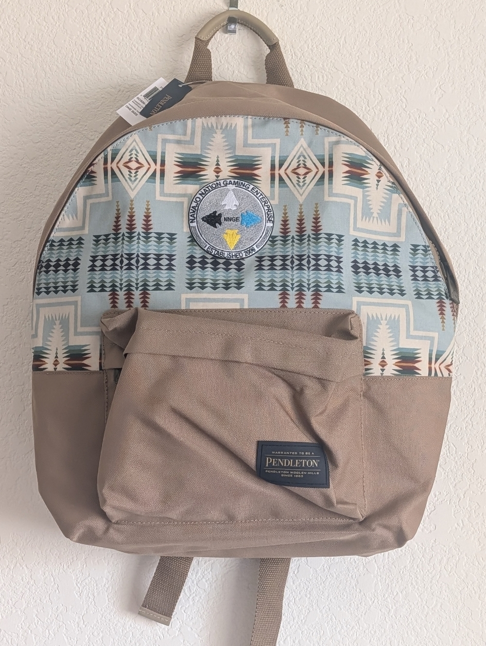 NWT Pendleton Backpack Navajo Nation Gaming Embroidery Taupe Blue
